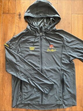 Crown Royal Lightweight Gray Hooded Jacket with Embroidered Logos